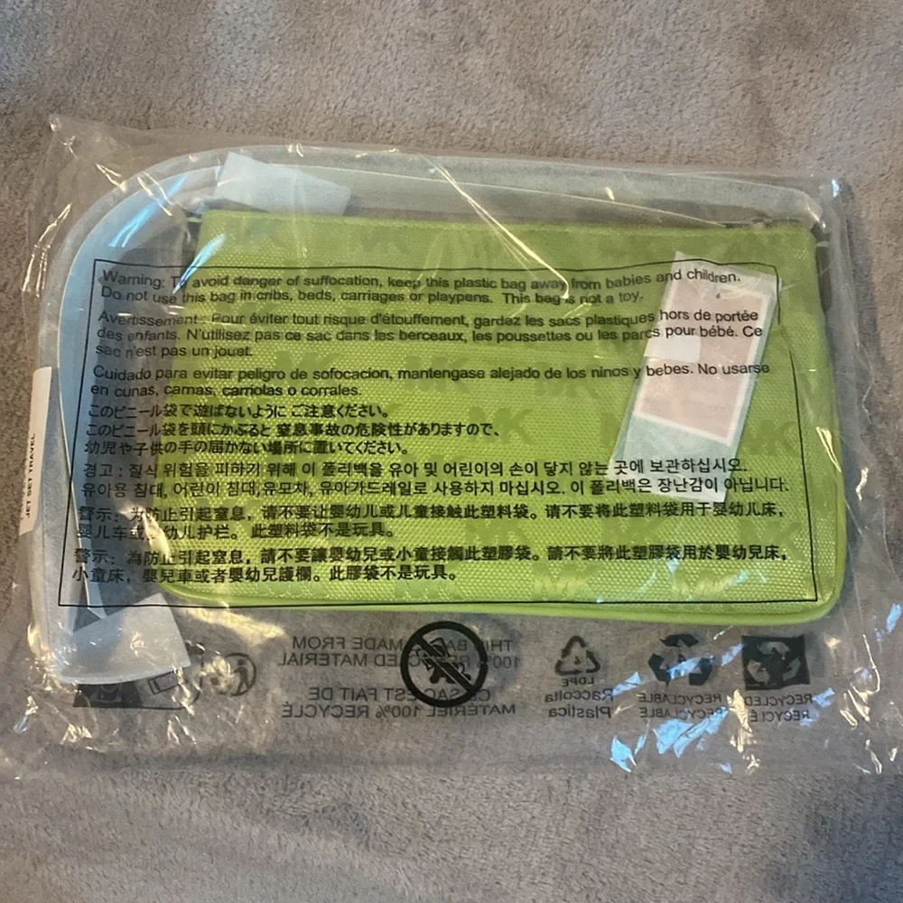 💚MICHAEL KORS💚Lime Jet Set Travel Small Woven Logo Nylon Convertible Wristlet